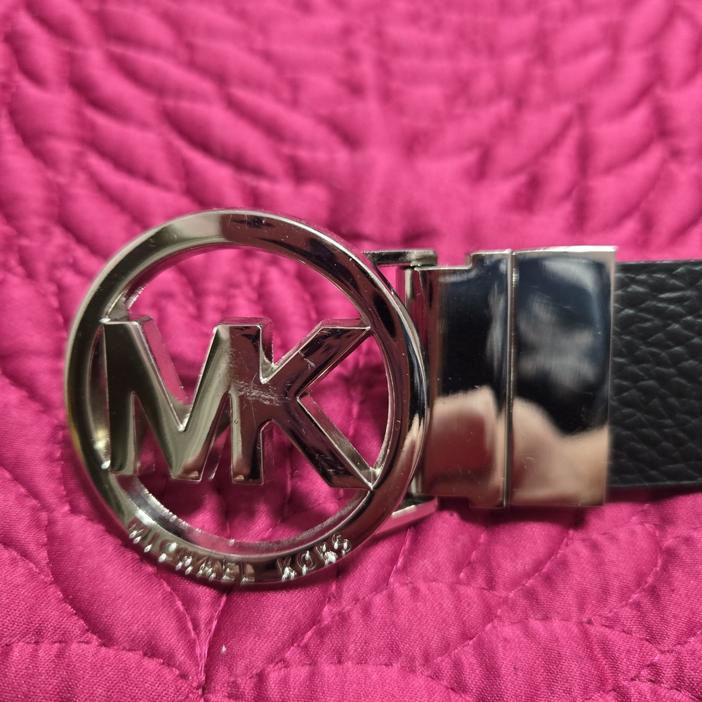 Michael Kors Black Belt with Silver Buckle